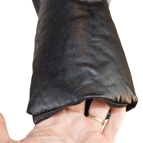 LA Coalition Vegan Leather Look Black Cropped Puffer Jacket, Large - Picture 11 of 14